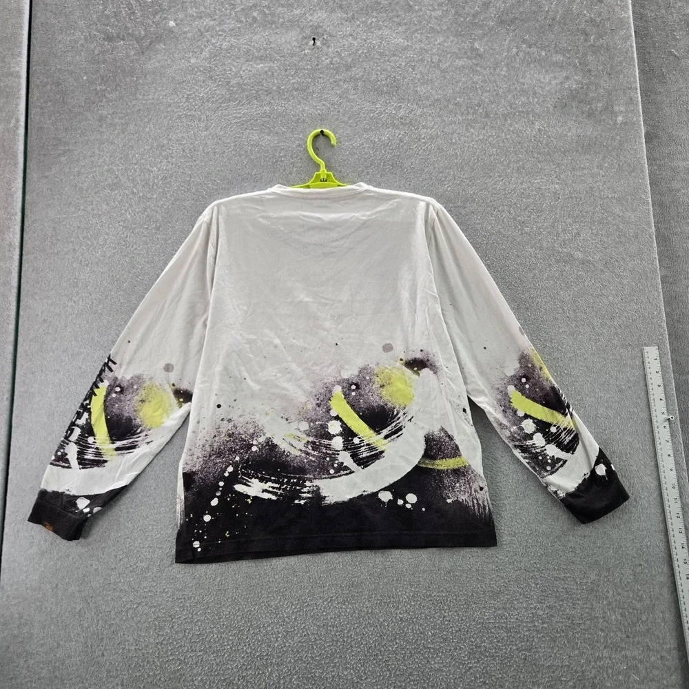 Hollister Women Shirt XL White Graphic Print Abstract Art Long Sleeve Logo‎